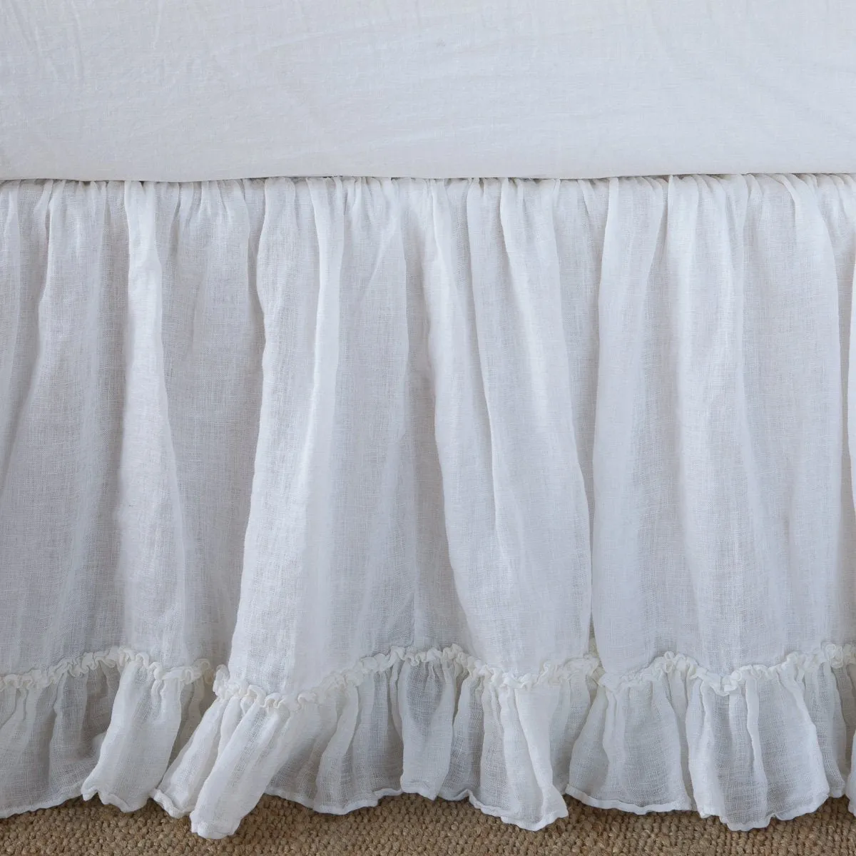 Linen Whisper Bed Skirt - White - King