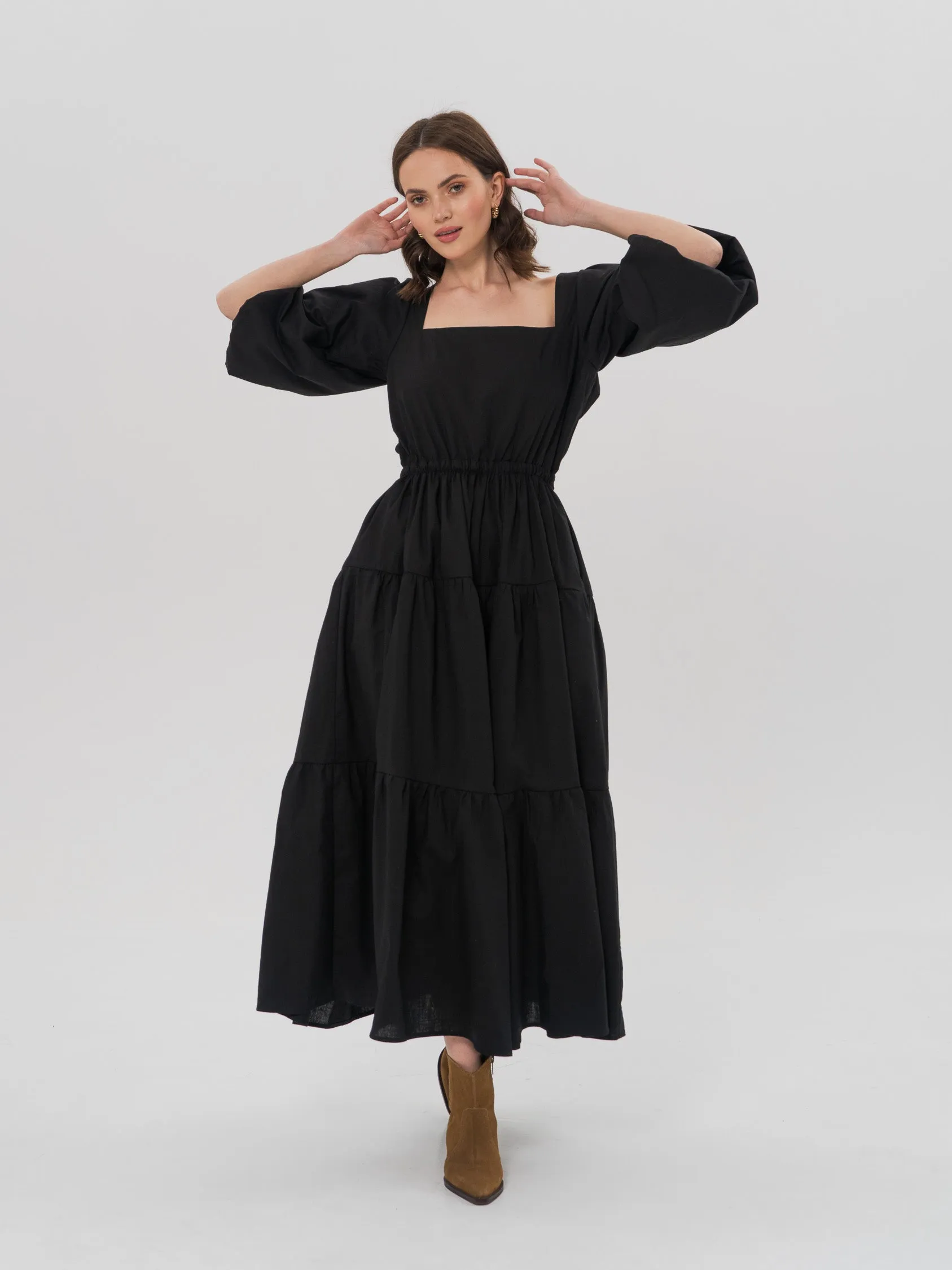 LOUISE Midi Dress in Black