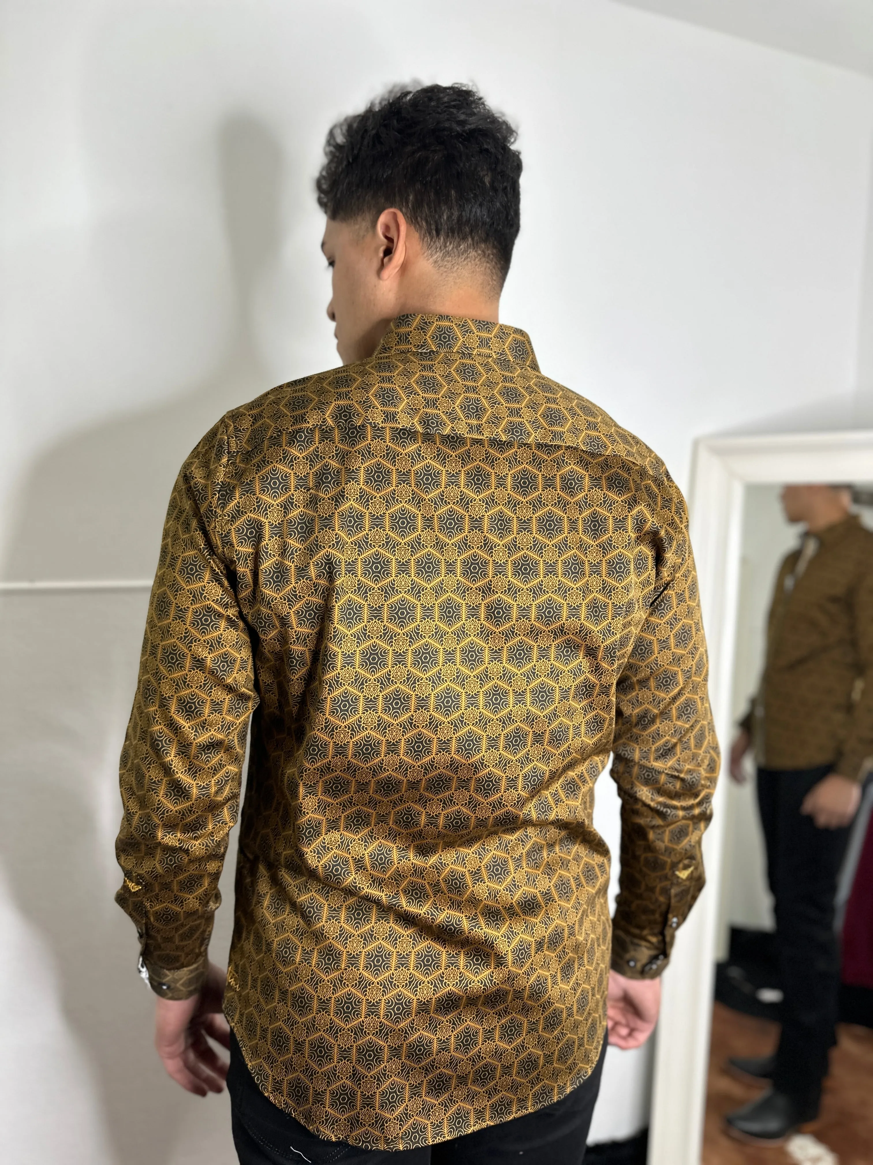 Luis Platini Brown Print Shirt