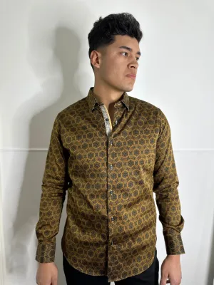 Luis Platini Brown Print Shirt