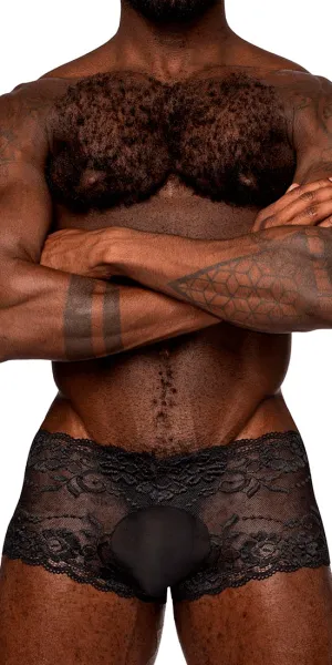 Male Power 127-280 Sassy Lace Mini Short Black