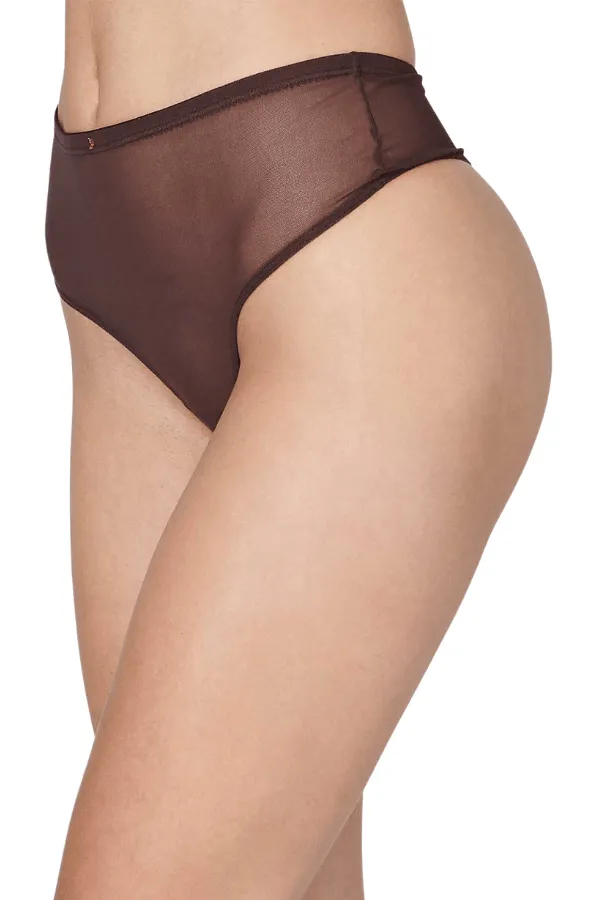 Malla High-Waisted Thong - Brown