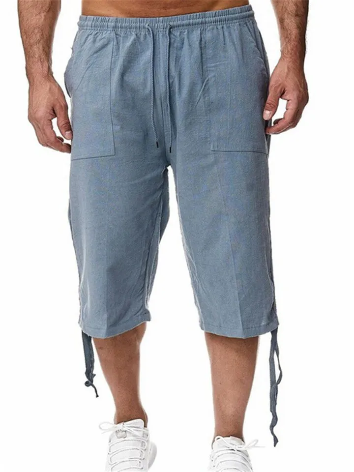 Men 3/4 Length Large Size High Waist Shorts