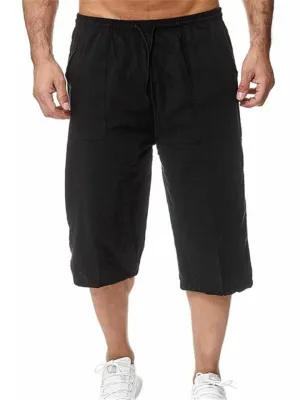 Men 3/4 Length Large Size High Waist Shorts