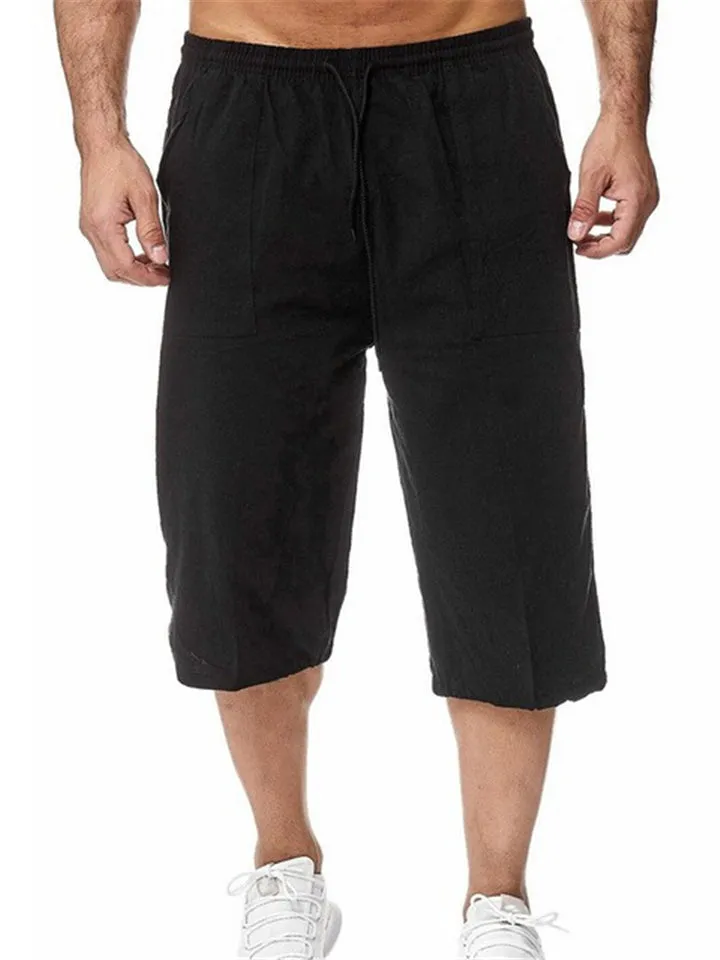 Men 3/4 Length Large Size High Waist Shorts