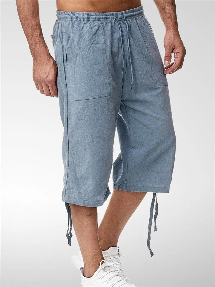 Men 3/4 Length Large Size High Waist Shorts