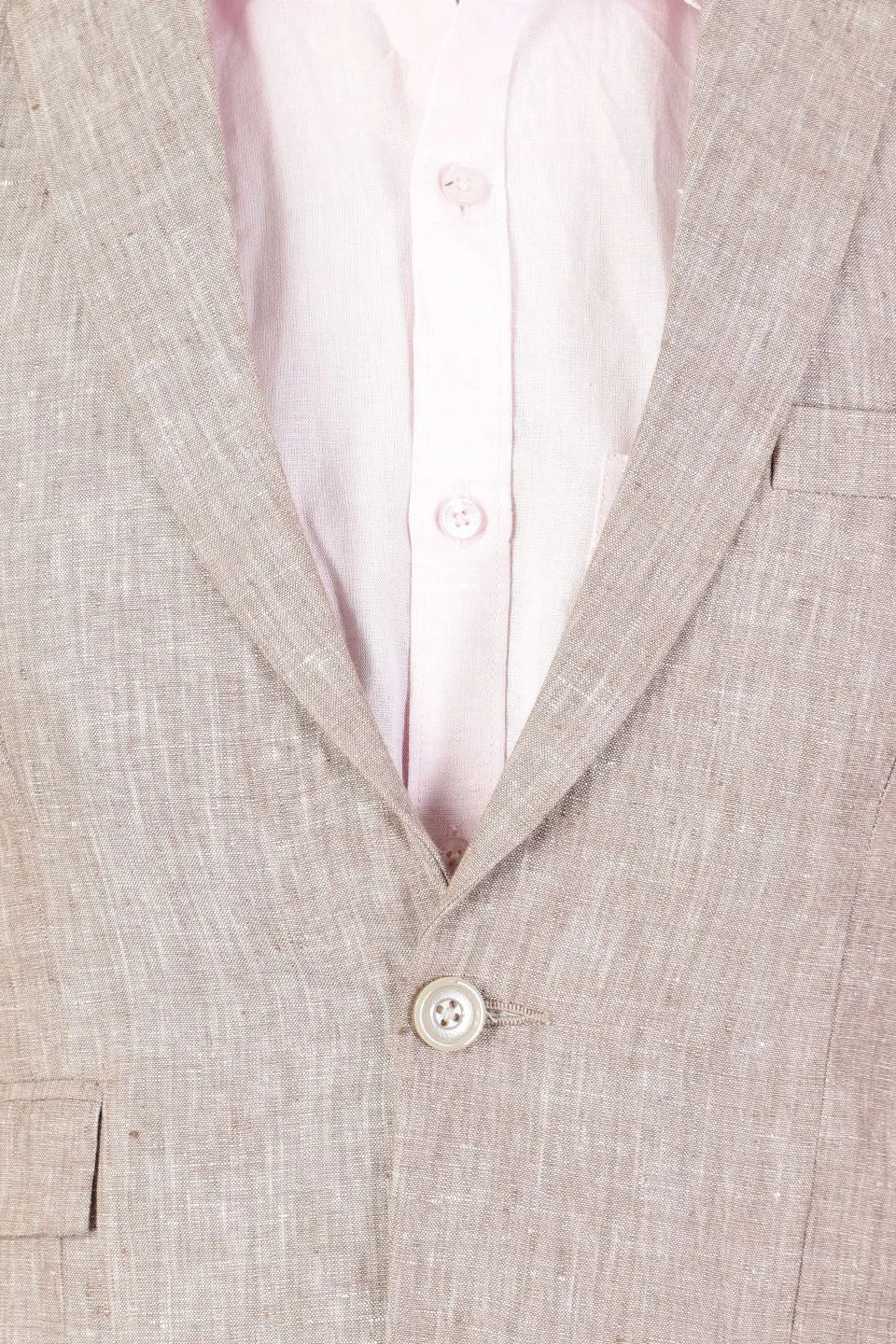 Men Linen Brown 2 Piece Suit