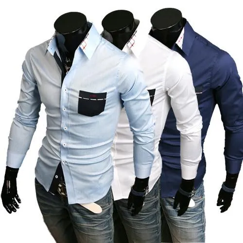 Men's 2 Tone Patchwork Dress Shirt