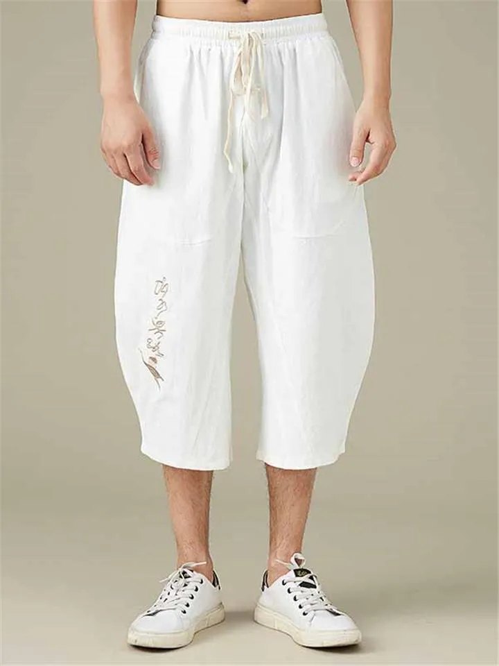 Men's Comfy Loose Cropped Linen Pants