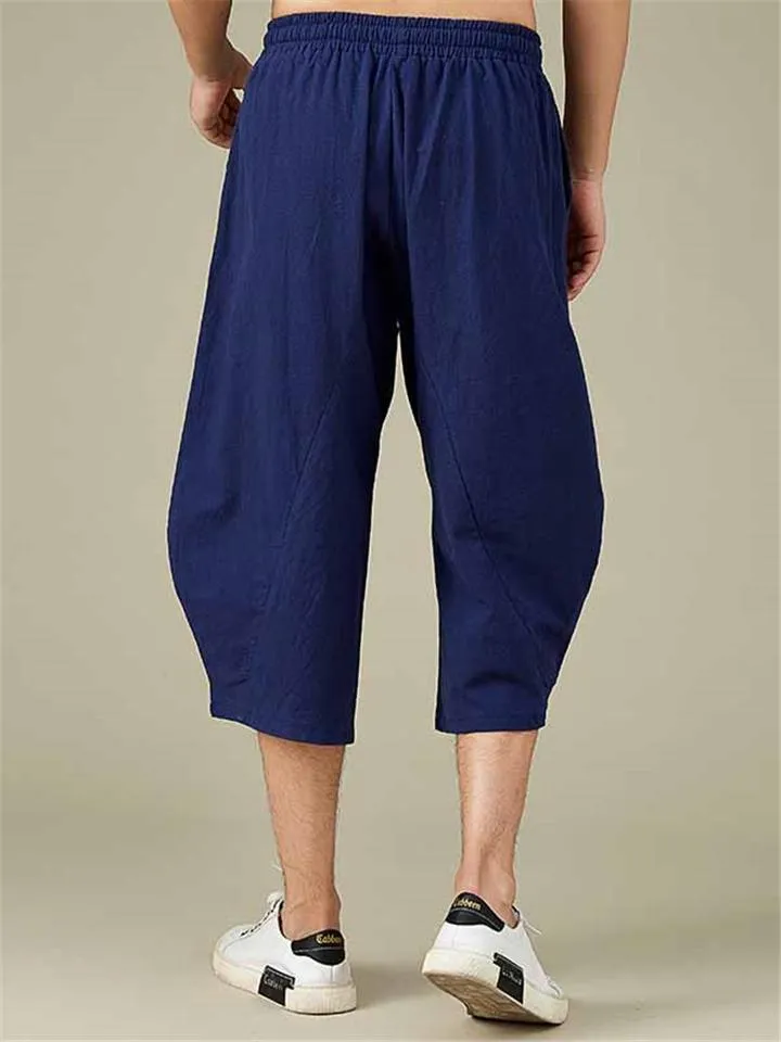 Men's Comfy Loose Cropped Linen Pants