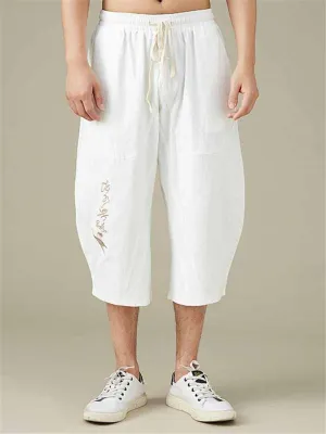 Men's Comfy Loose Cropped Linen Pants