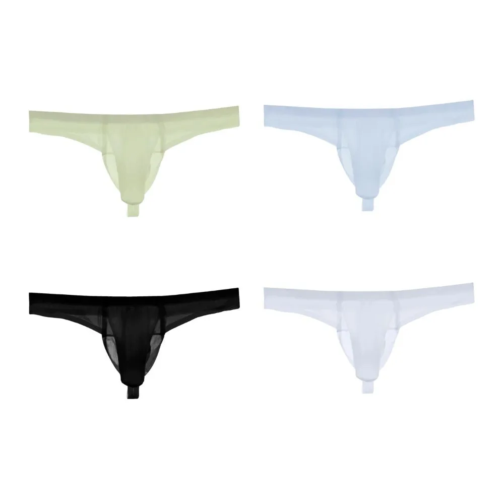 Men's Elephant's Trunk Ice Silk See-Through Thongs ( 4-Pack) JEWYEE 1944