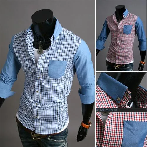 Men's Fashion Lattice Dress Shirt