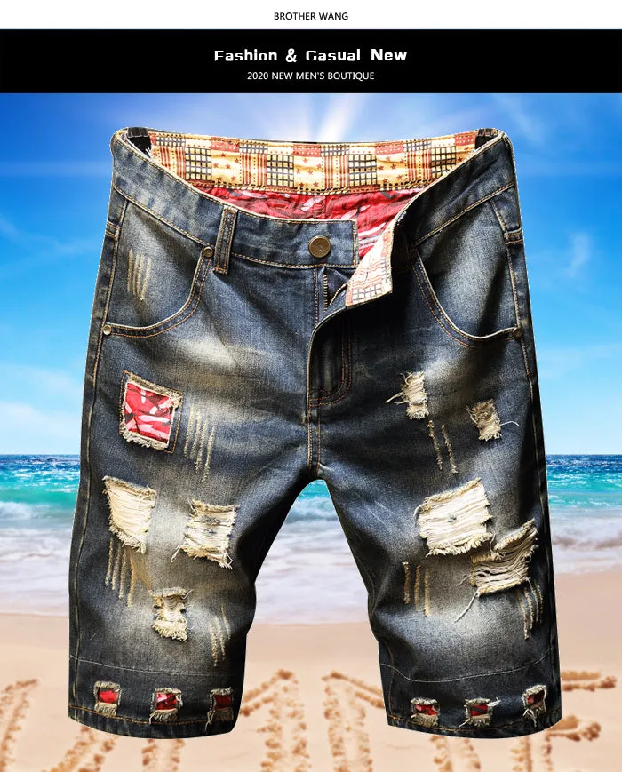 Men's Jeans Ripped Shorts Casual
