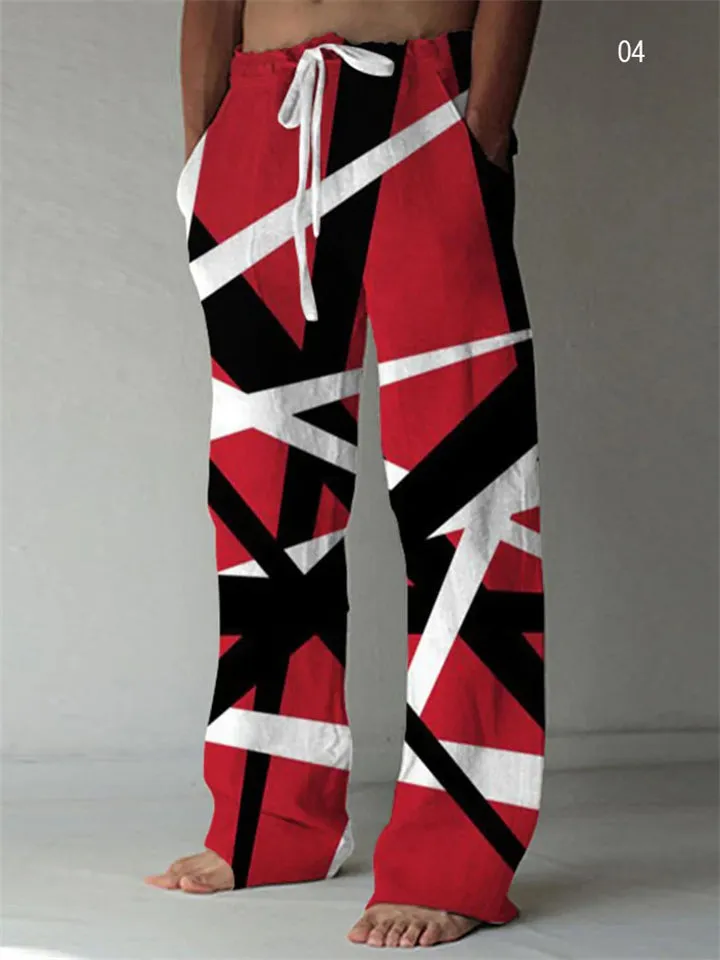 Men's Retro Cozy Ethnic Art Printed Drawstring Cotton Linen Pants