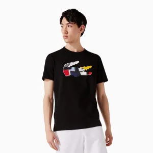 Men's SPORT Patchwork Crocodile Print Cotton T Shirt