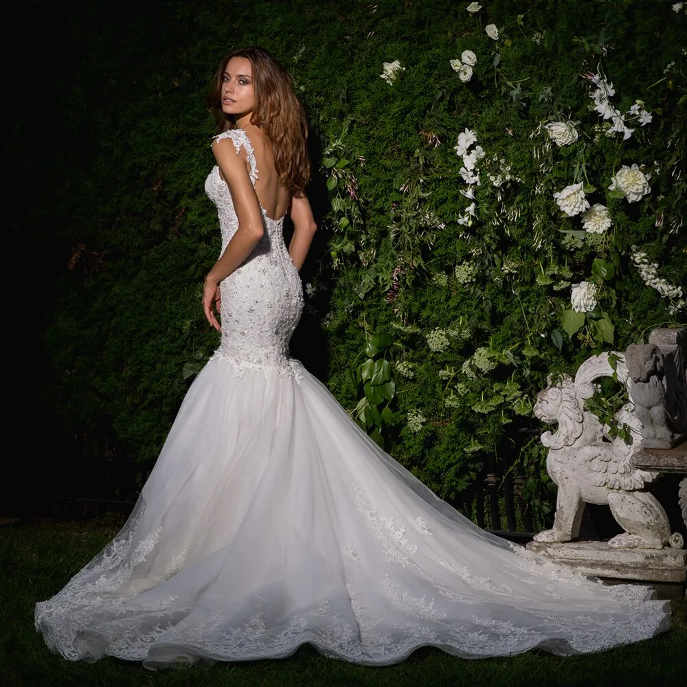 Mermaid Wedding Gowns  Backless See Through Illusion Elegant Dress