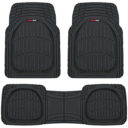 Motor Trend 923-BK Black FlexTough Contour Liners-Deep Dish Heavy Duty Rubber Floor Mats for Car SUV Truck & Van-All Weather Protection Trim to Fit Most Vehicles
