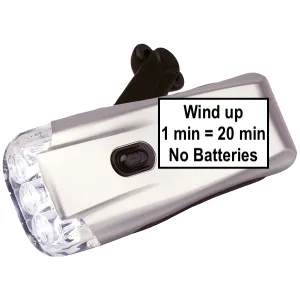 New Dynamo 3 LED Flashlight, just crank for power NO BATTERIES EVER! 1 Minute of winding yields 20 minutes of power!