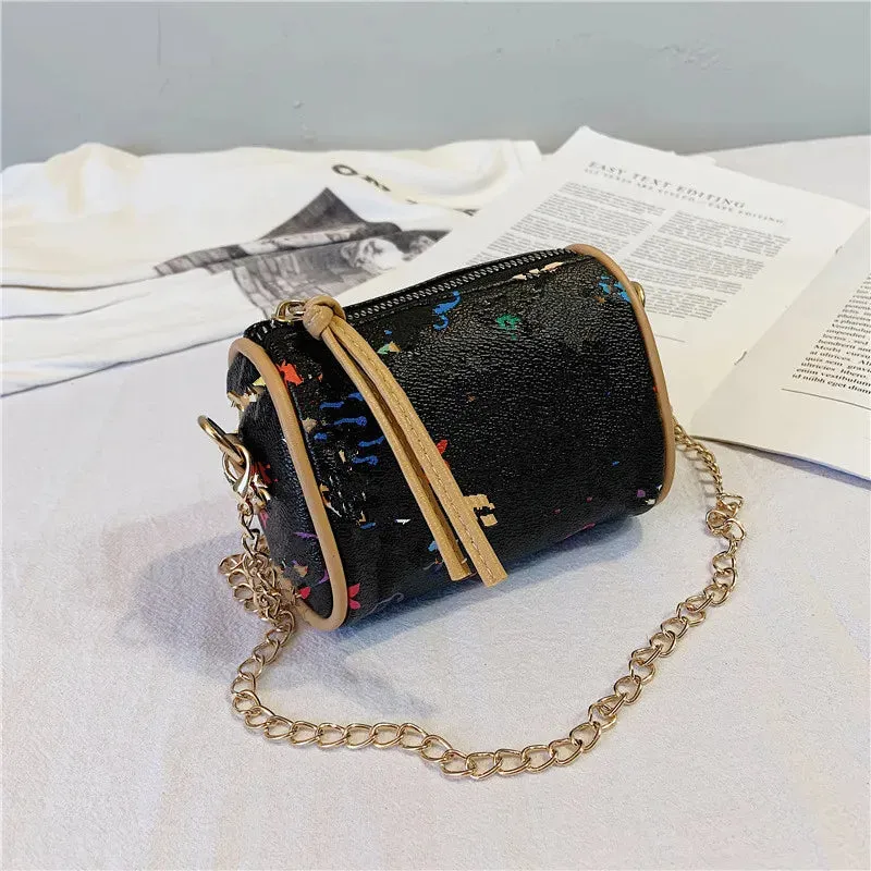 New Kids Handbags Print Designer Mini Purse Shoulder Bags Baby Teenager Children Girls PU Messenger Gold Chain Bags Christmas Gift