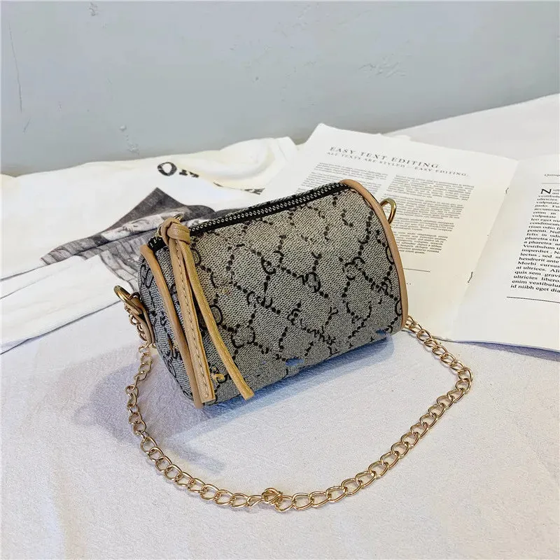 New Kids Handbags Print Designer Mini Purse Shoulder Bags Baby Teenager Children Girls PU Messenger Gold Chain Bags Christmas Gift