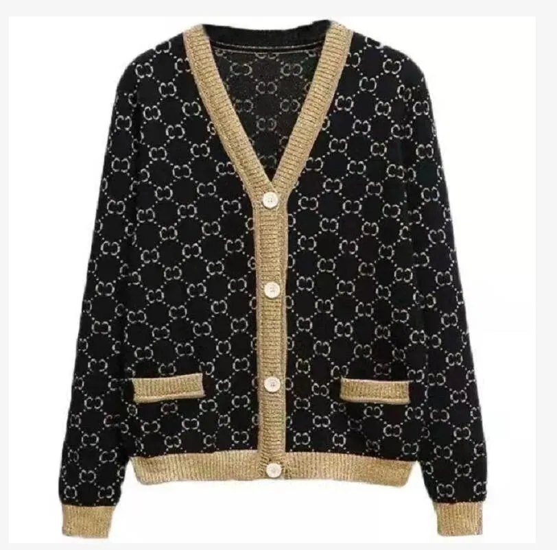 New Women Sweaters Long Sleeve Casual Cardigan Autumn V-neck PatchWork Knit Sweater Fashion Spatching Letter Print Jacket