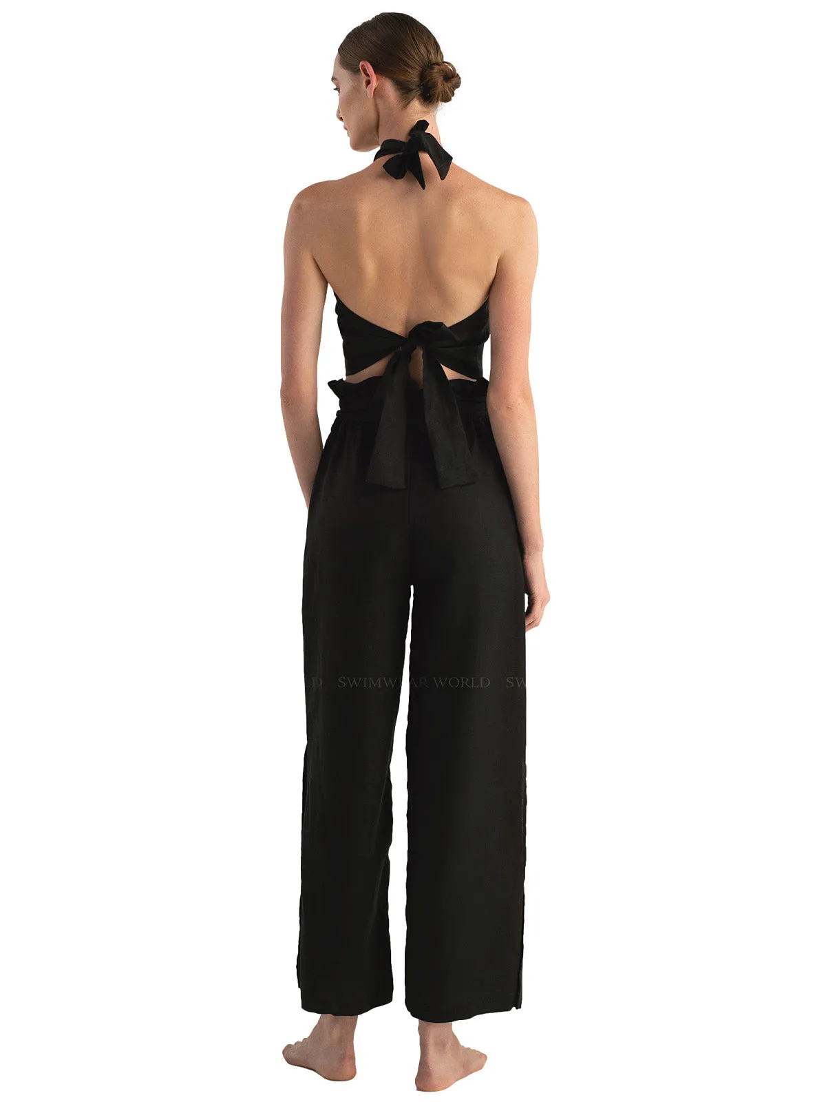 Nora Black Linen Crop-Verona Black Linen Pants ::RET