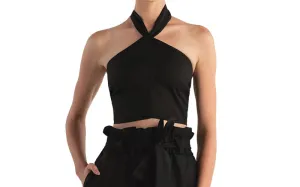 Nora Black Linen Crop-Verona Black Linen Pants ::RET