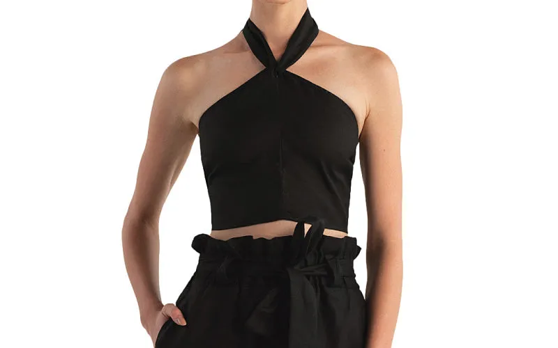 Nora Black Linen Crop-Verona Black Linen Pants ::RET
