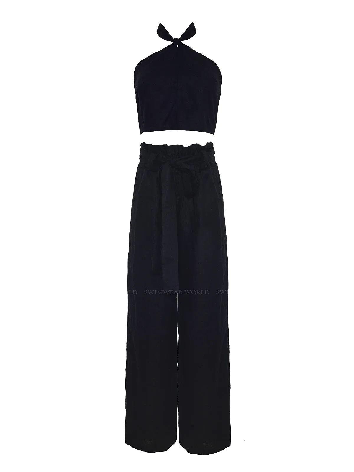 Nora Black Linen Crop-Verona Black Linen Pants ::RET
