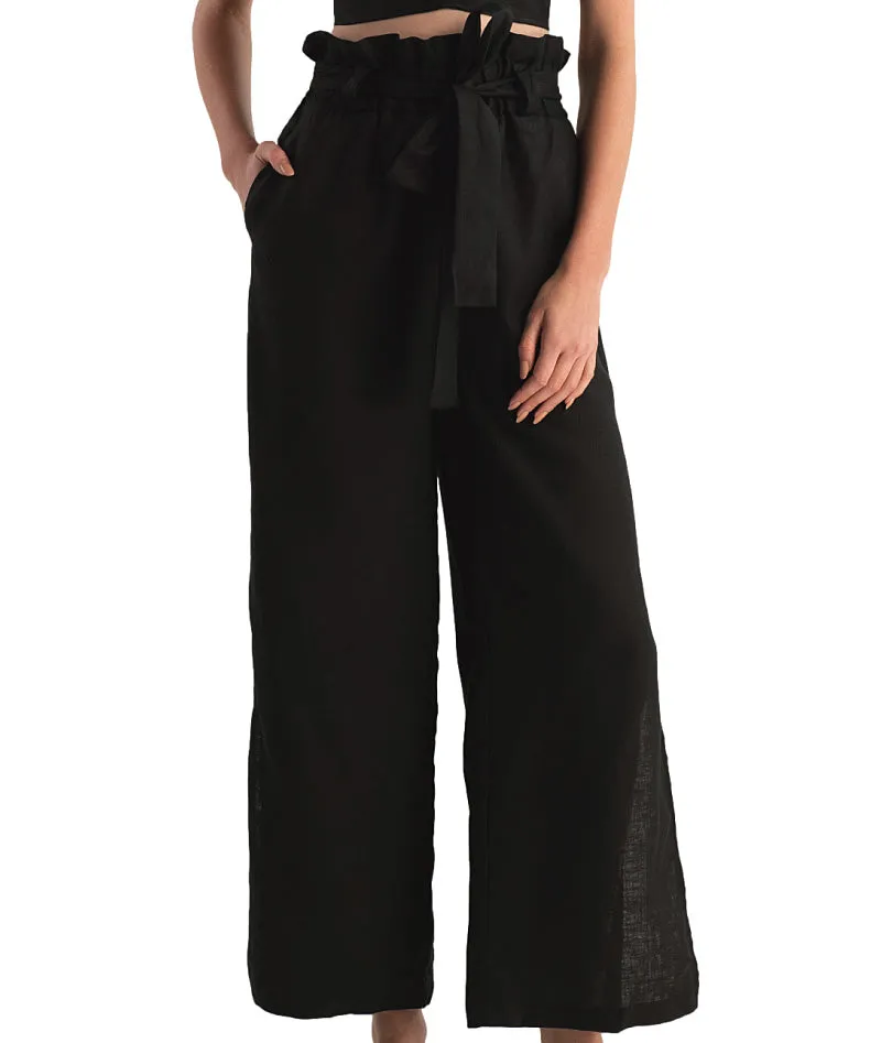 Nora Black Linen Crop-Verona Black Linen Pants ::RET