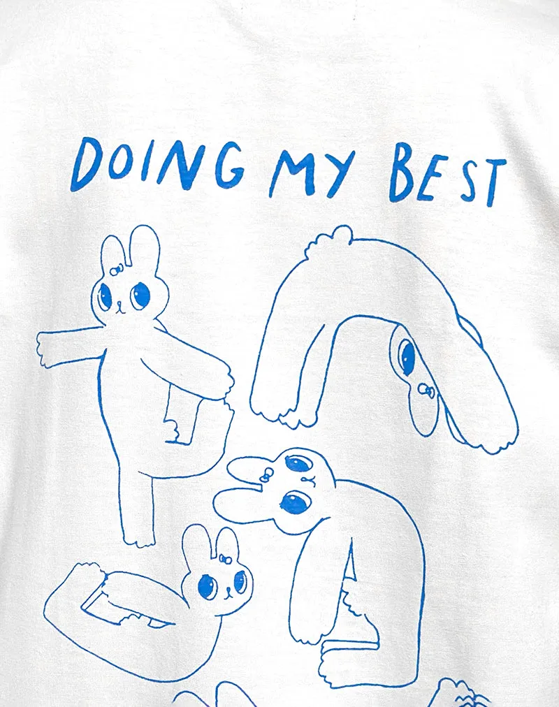 Oversize Basic Tee in White with Doing My Best Graphic