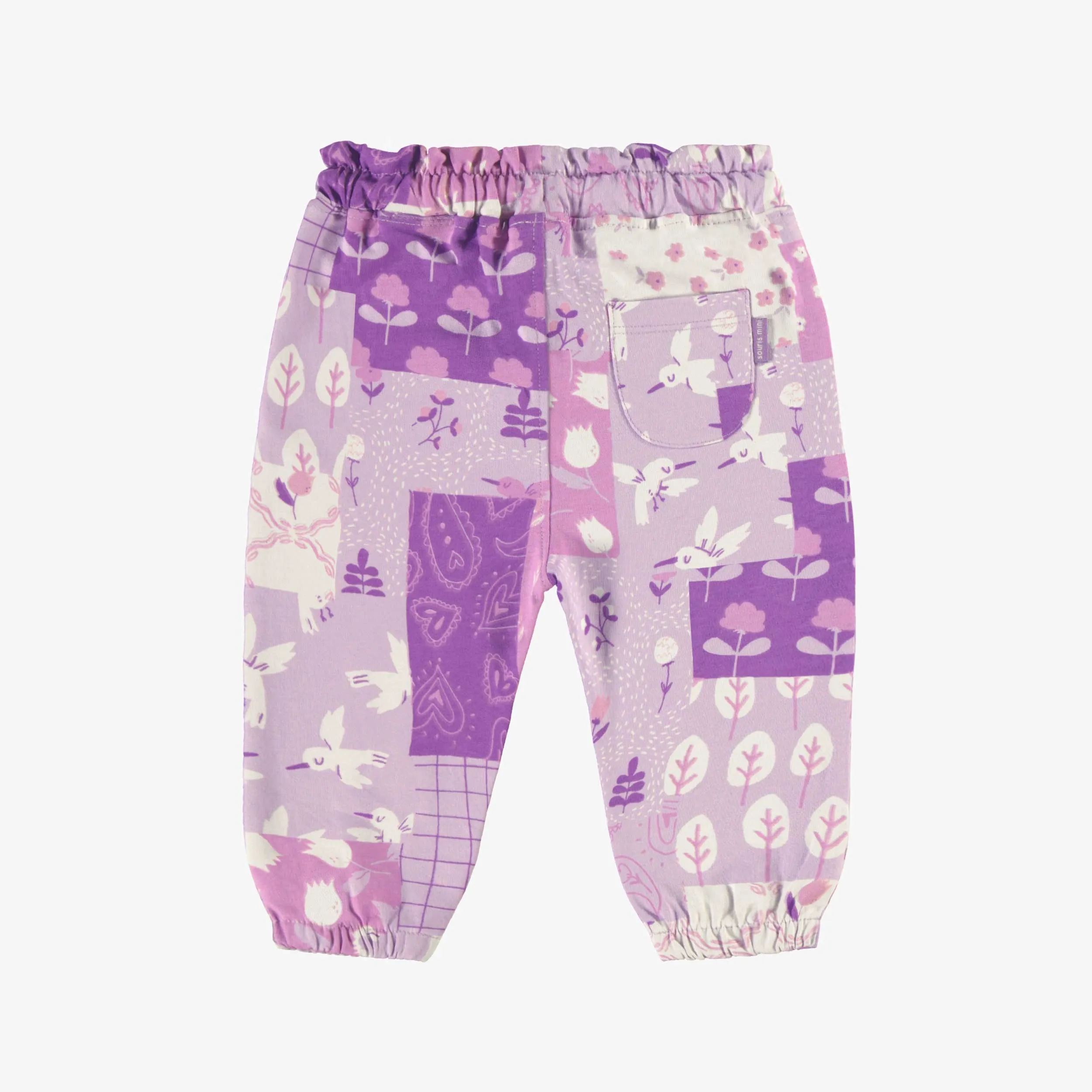 Pantalon mauve à imprimé patchwork, bébé || Purple pants with patchwork print, baby