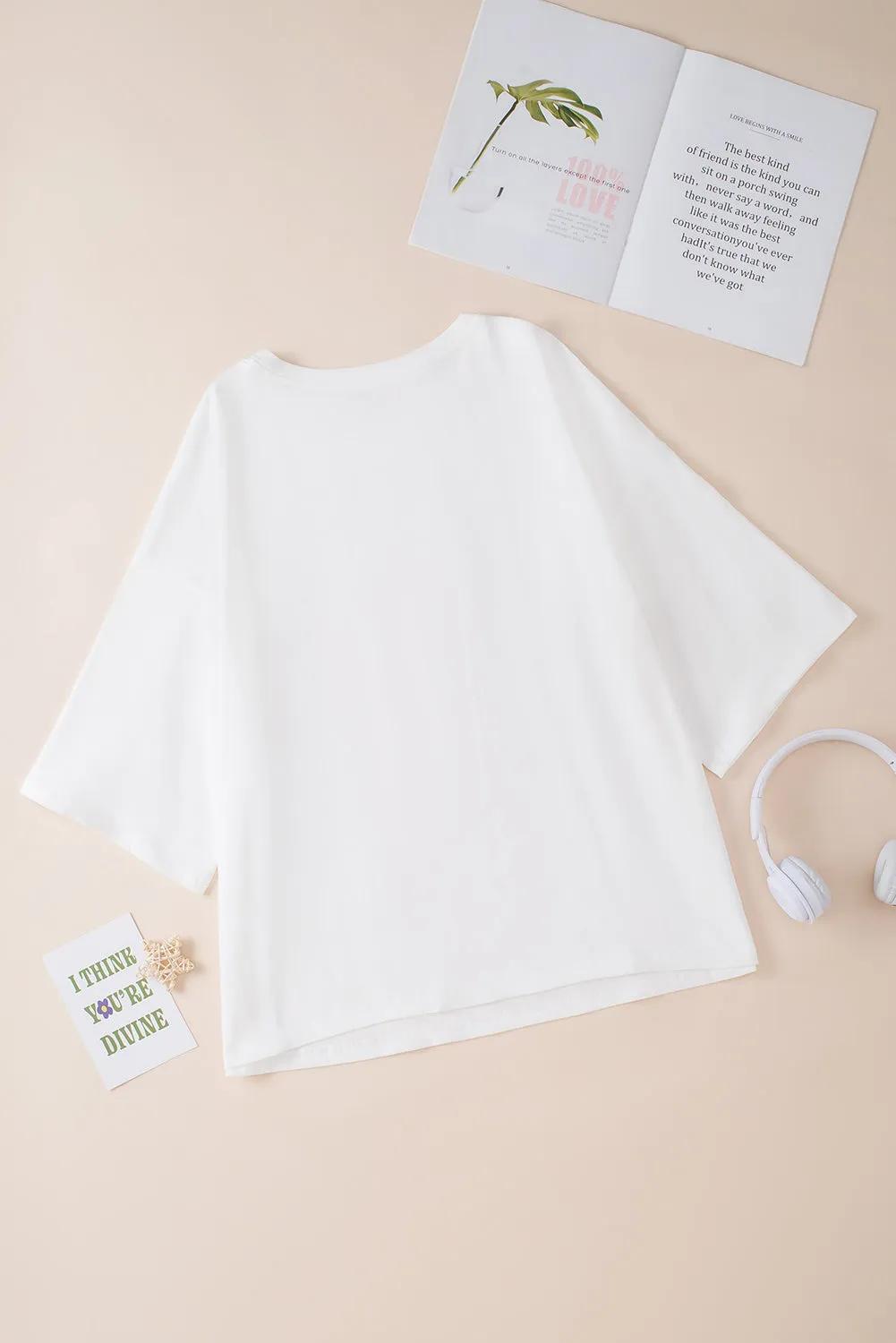 Patched Half Sleeve Oversized Tee