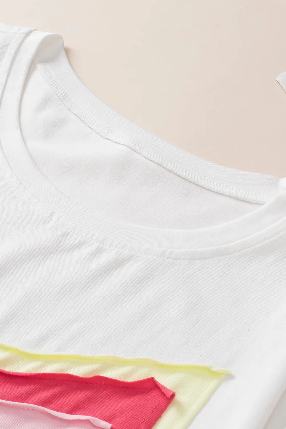 Patched Half Sleeve Oversized Tee