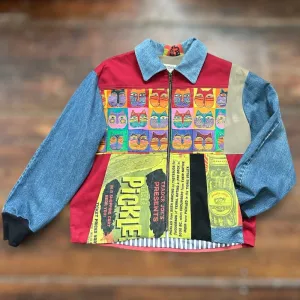 Patchwork Denim Jacket with Kitties and Pickles