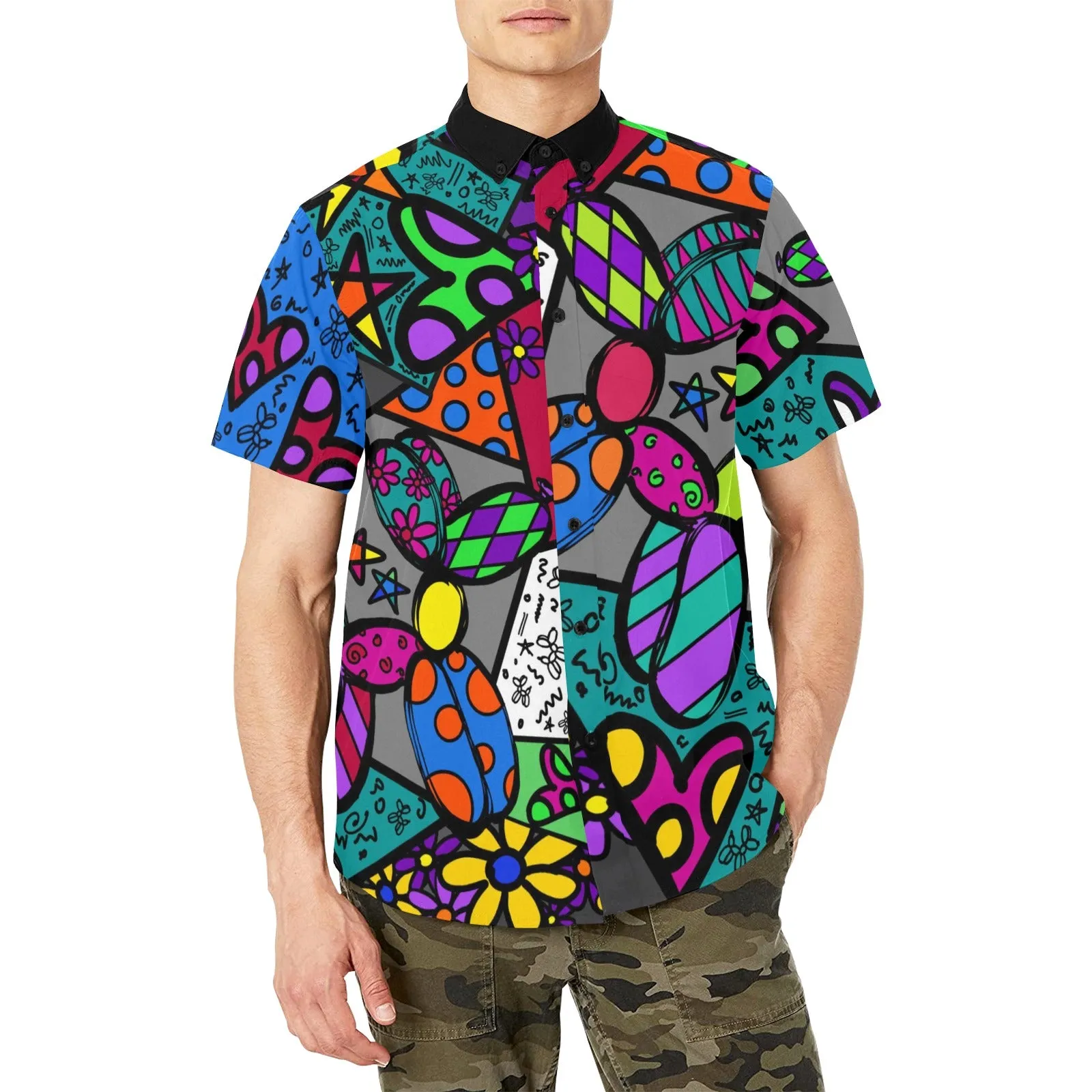 Patchwork Pup - Short Sleeve Shirt With Pocket