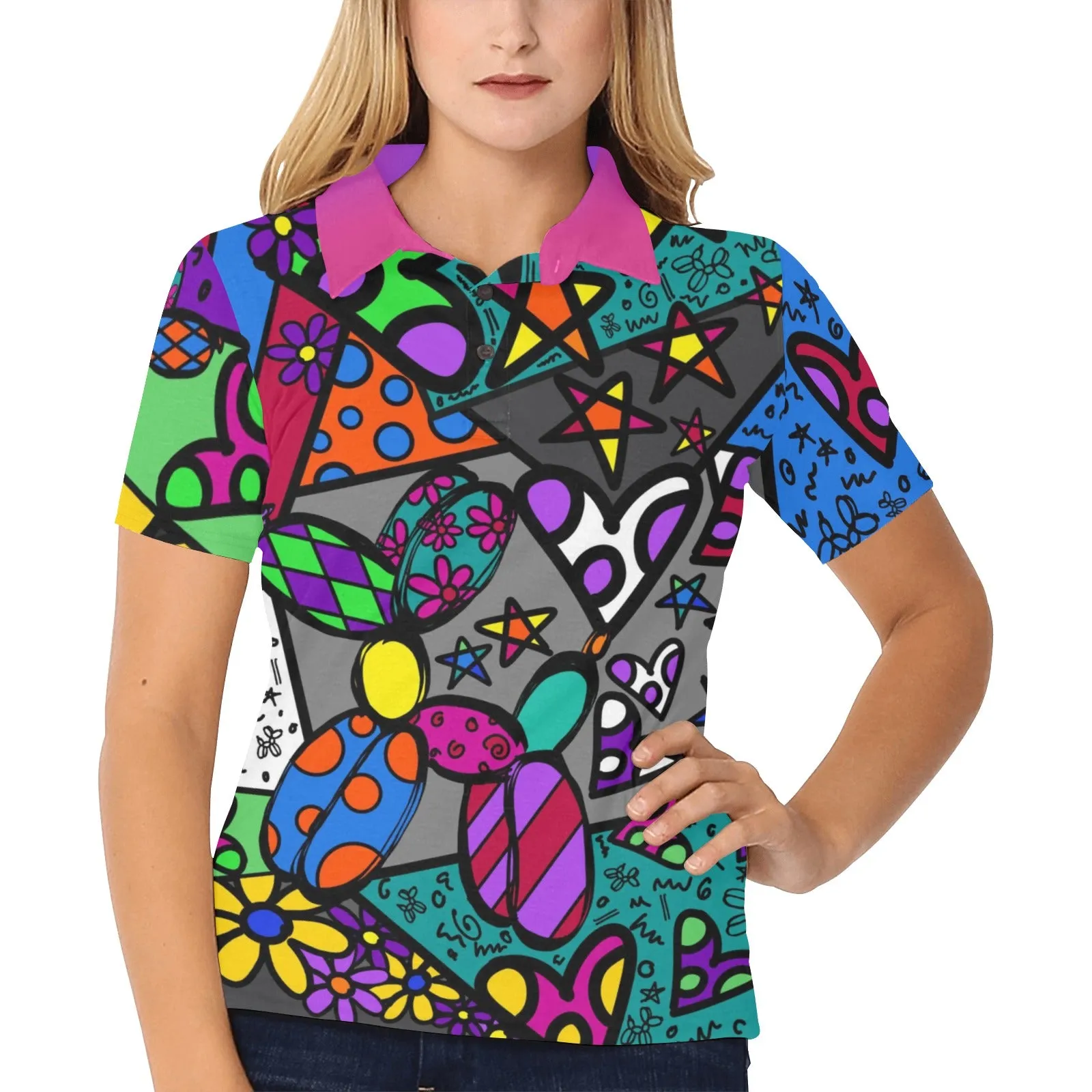 Patchwork Pup - Women's Polo Shirt