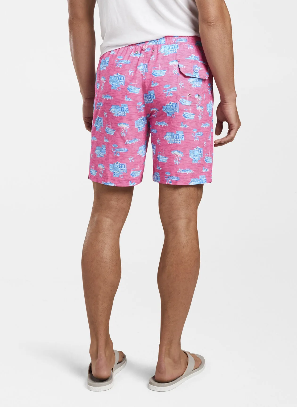 PETER MILLAR- Positano Paradise Swim Trunk-  PINK CALIENTE