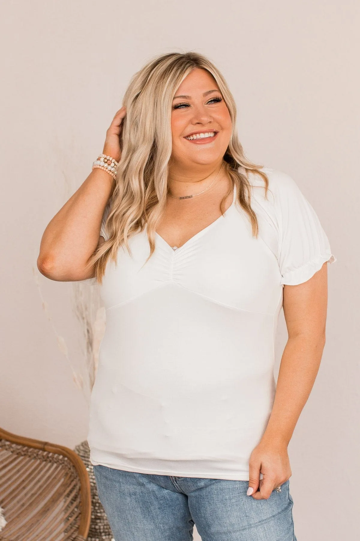 Pure Emotions Babydoll Top- Ivory