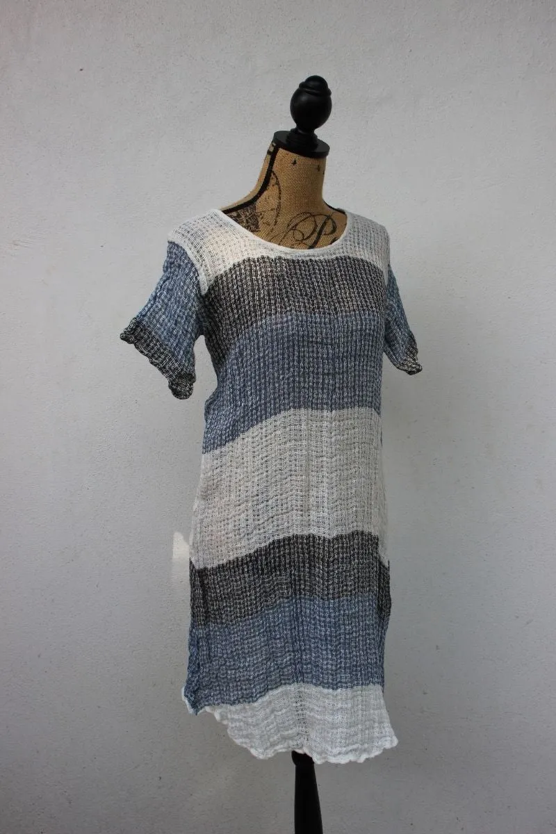 Pure Italian Linen Positano Tricolor Long Top