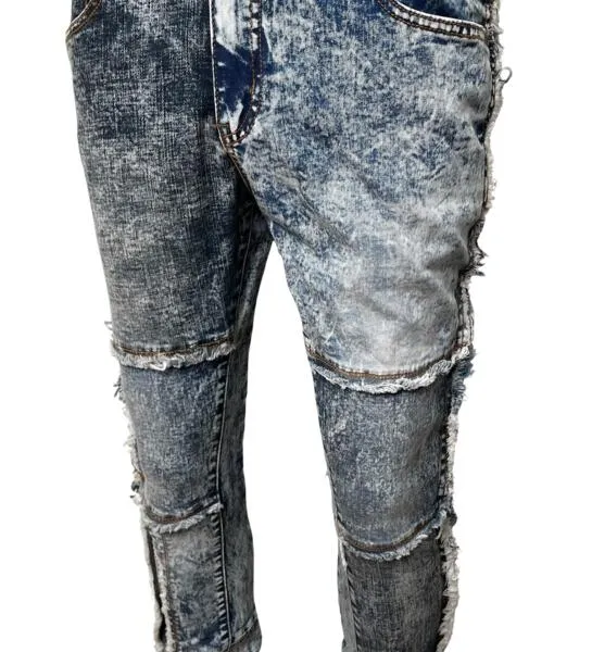 Raw edge Tonal Patchwork Denim