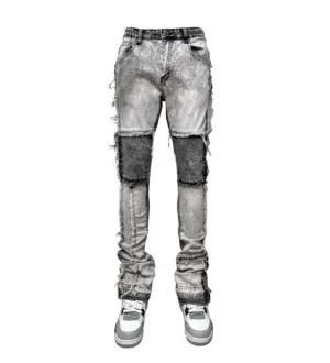 Raw edge Tonal Patchwork Denim