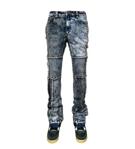 Raw edge Tonal Patchwork Denim