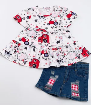 Red Barn Top   Shorts Girls Set