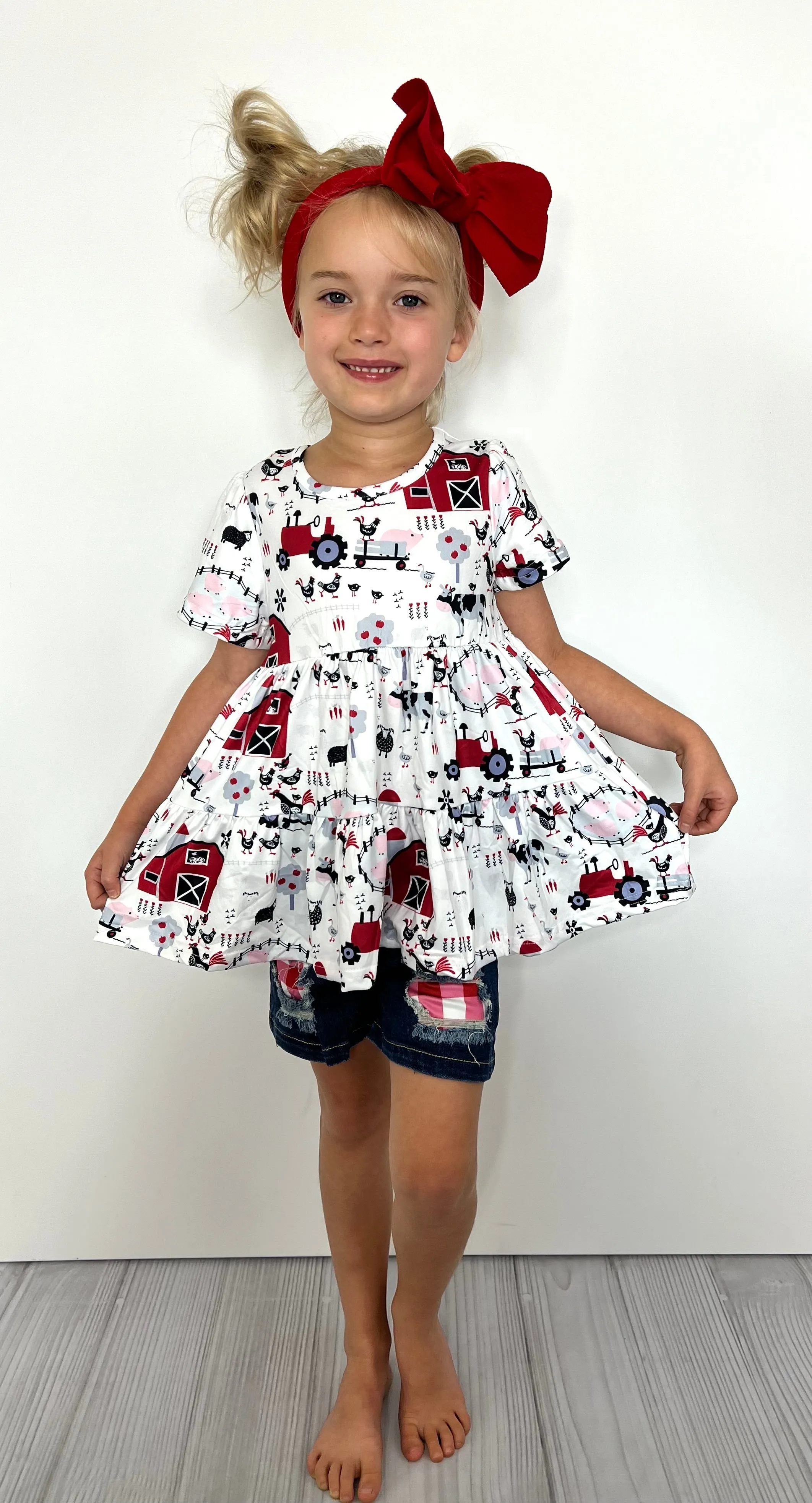 Red Barn Top   Shorts Girls Set