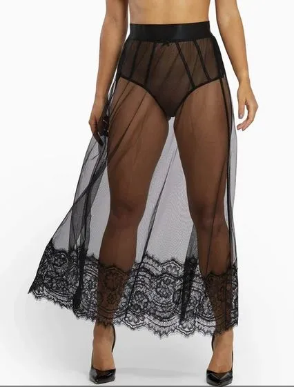 Regalia - Bobbi Lace and Mesh Skirt Black