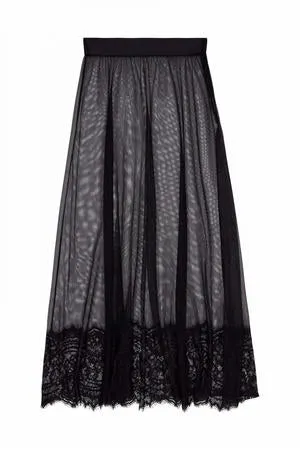 Regalia - Bobbi Lace and Mesh Skirt Black