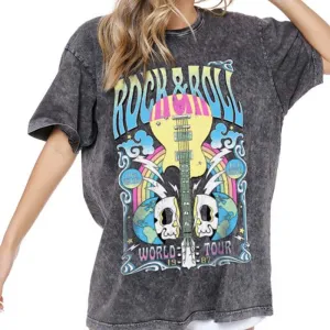 Rock N' Roll Neon Guitar Short Sleeve T-Shirt