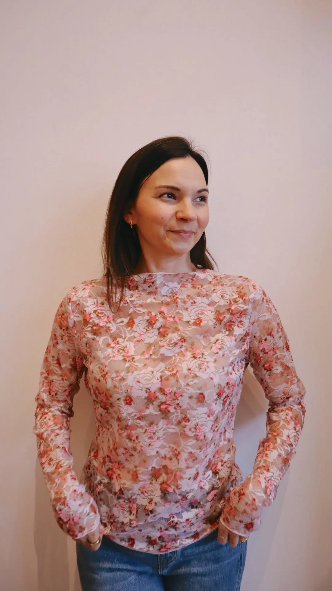 Rose Lace Mesh Top